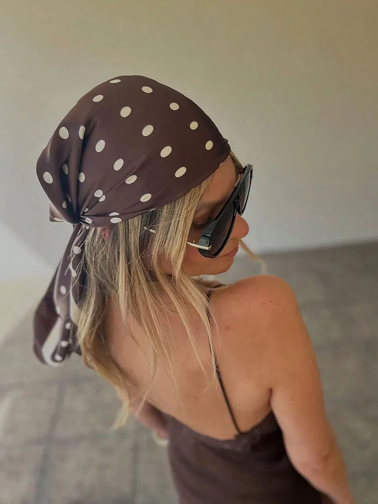 Luxury Dot Silk Scarf Female Square Bandana Hijabs Head Wraps for Women Fashion Foulard Shawls Female Neckerchief Summer