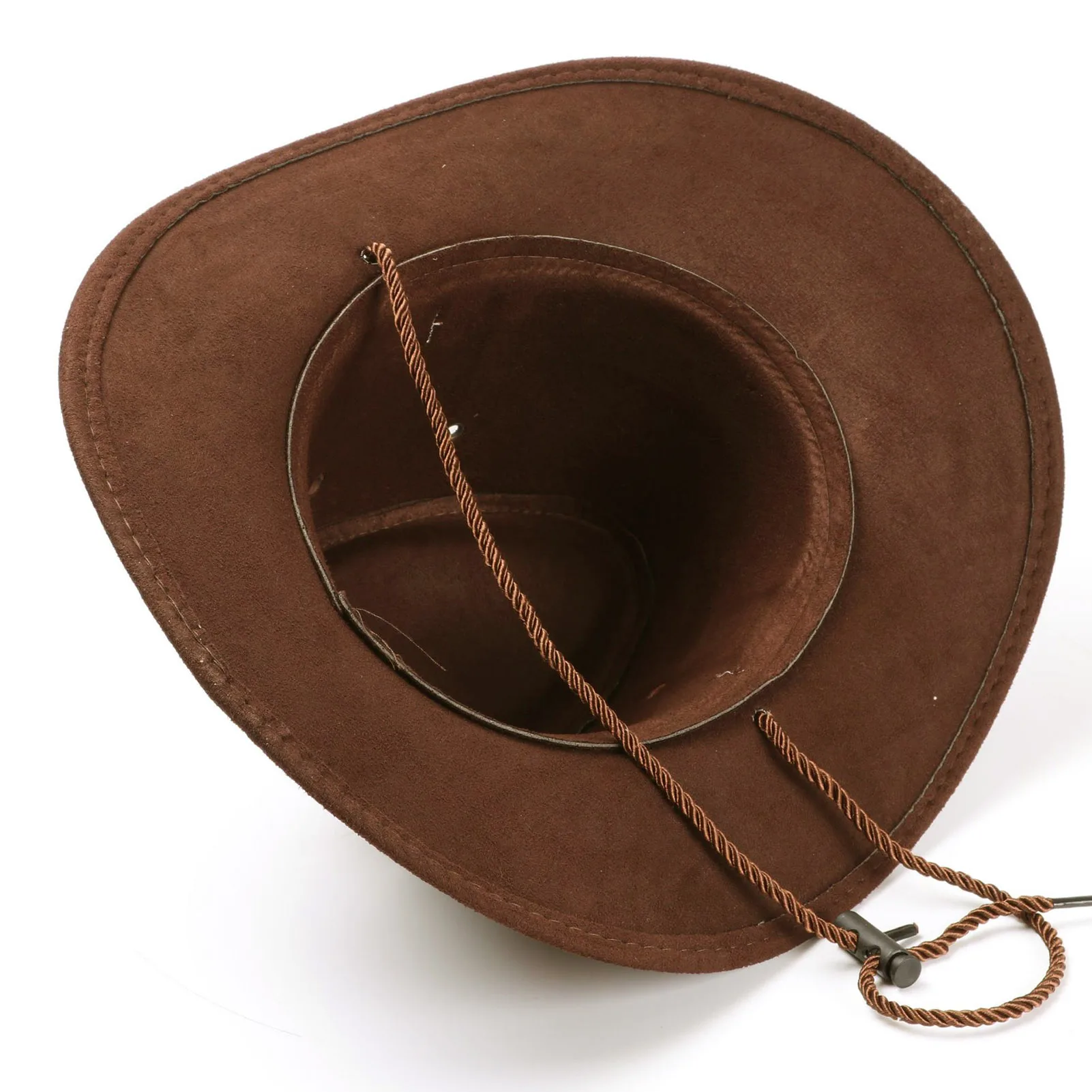Wide Brim Cowboy Hat Classic Western Hats With Adjustable Neck Draw String Vintage Cattleman Hat For Dress-up Parties Costume
