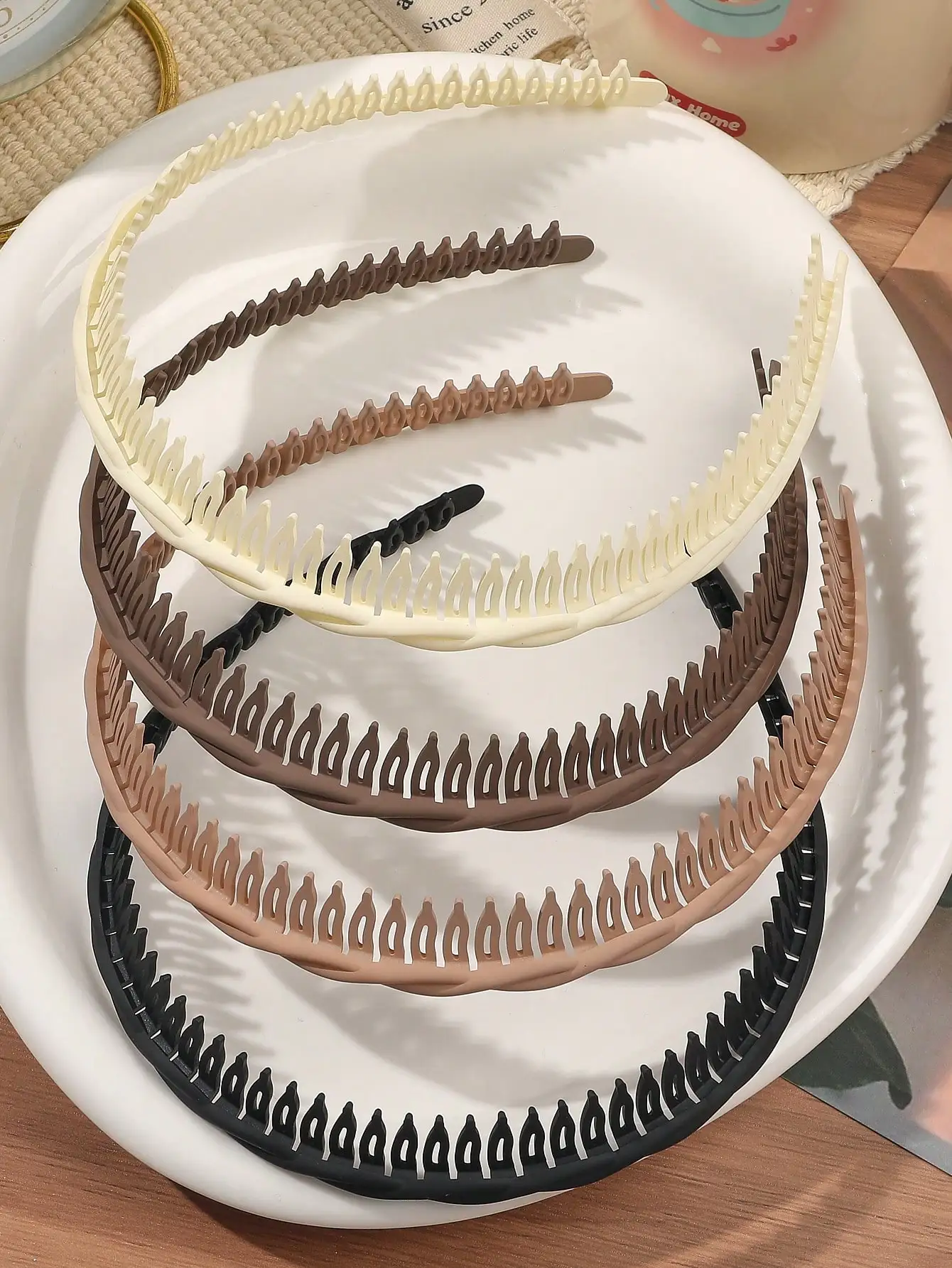 4Pcs Autumn Winter Simple Brown Comb with Teeth Hairband NonSlip Hair Hoops Taming Flyaways Headband Wash Face Hair Accessories