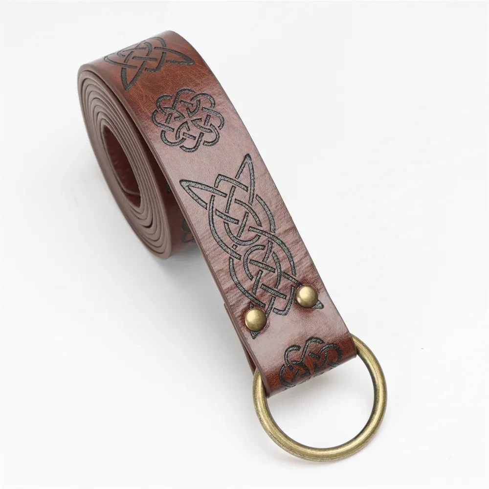 Medieval Belt Vegvisir Knight Waistband PU Leather Belt Retro Renaissance Knight Belt Leather Waistband for Men Women