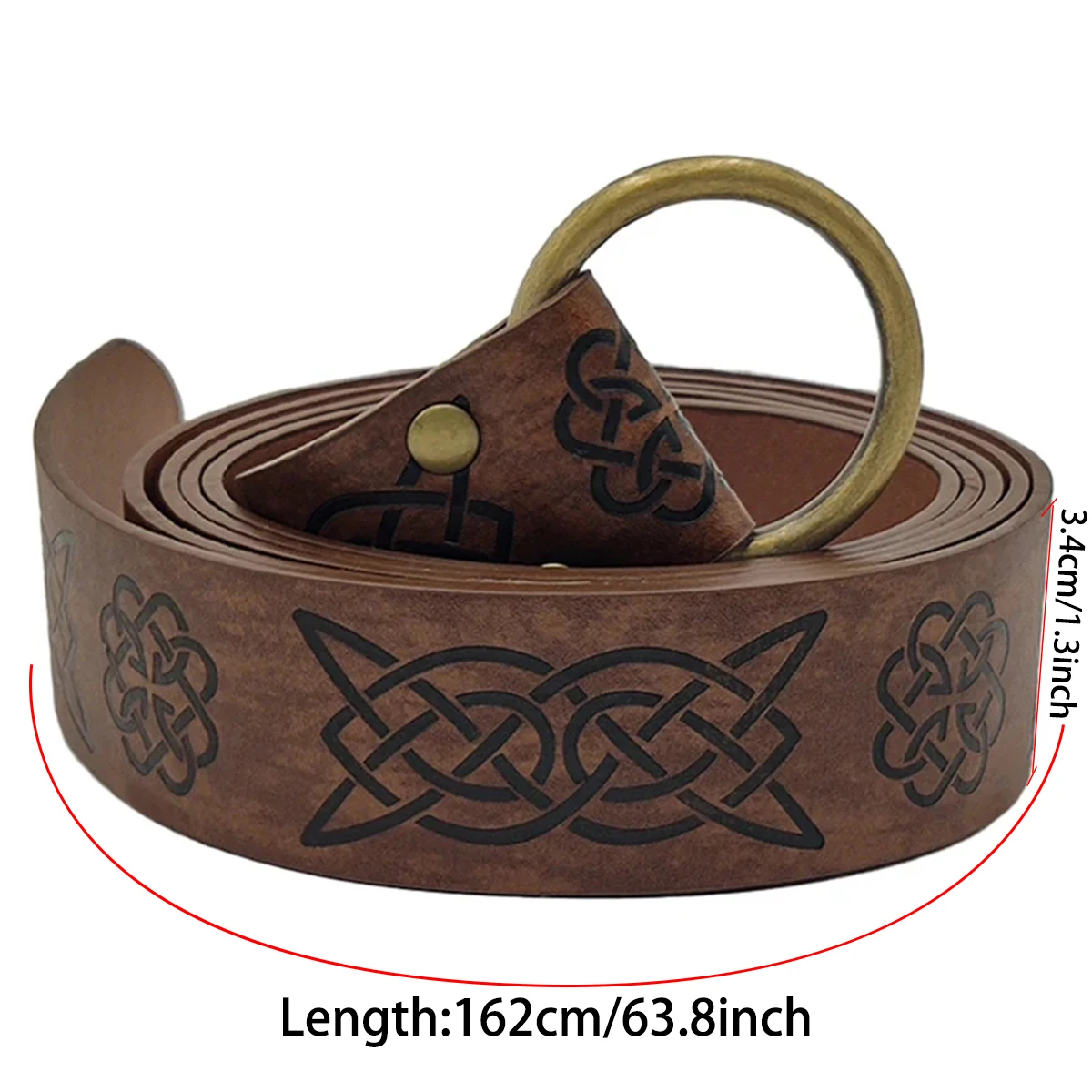 Medieval Belt Vegvisir Knight Waistband PU Leather Belt Retro Renaissance Knight Belt Leather Waistband for Men Women
