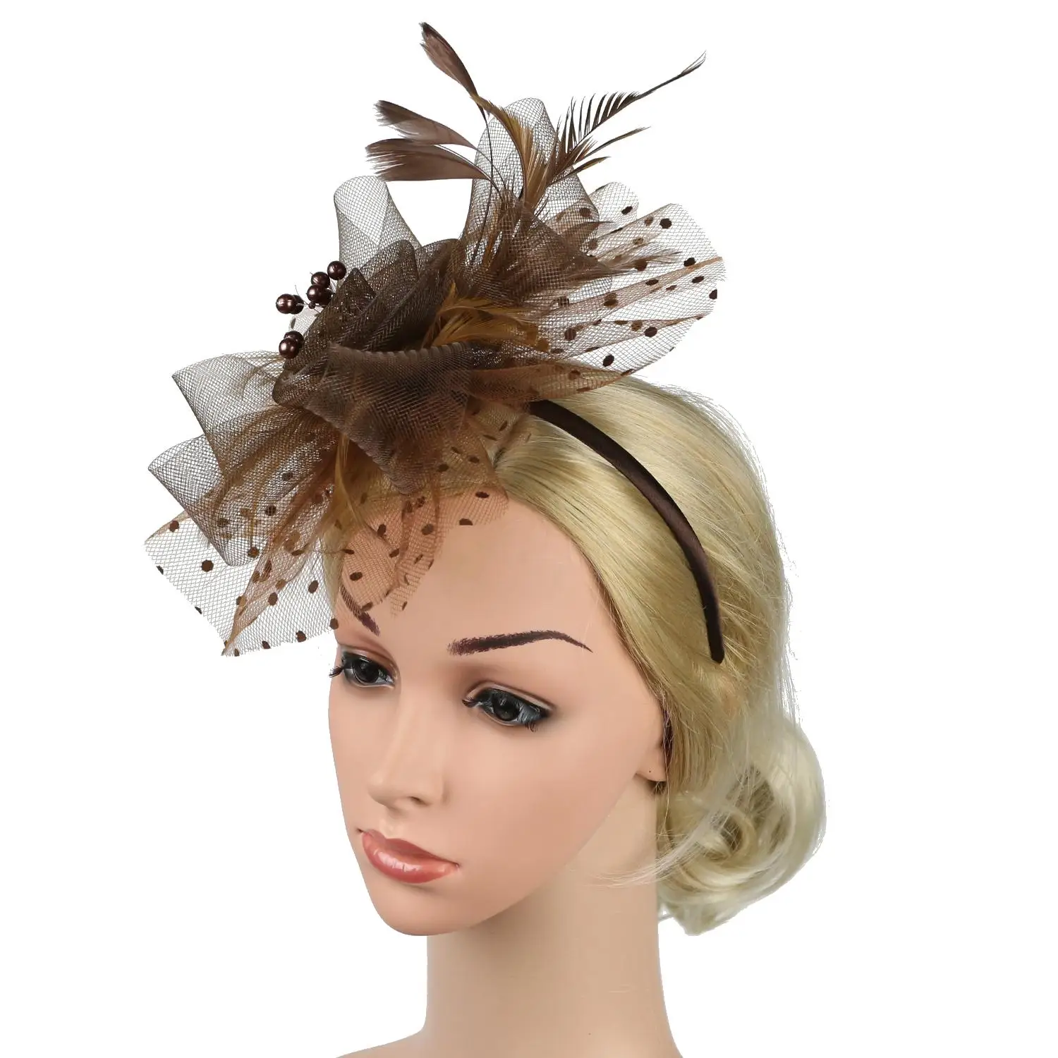 Hair Accessories Mesh Flower Hair Fascinators Wedding Feathers Hair Clip Fascinator Hat Tea Party Headband Alice Headband Clip