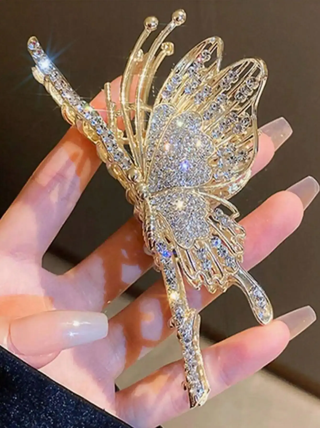 1 Pcs Fashion Exquisite Fashionable Hollow Out Full Giamond Butterfly Hair Claws For Women Girls Party Hair Accessories