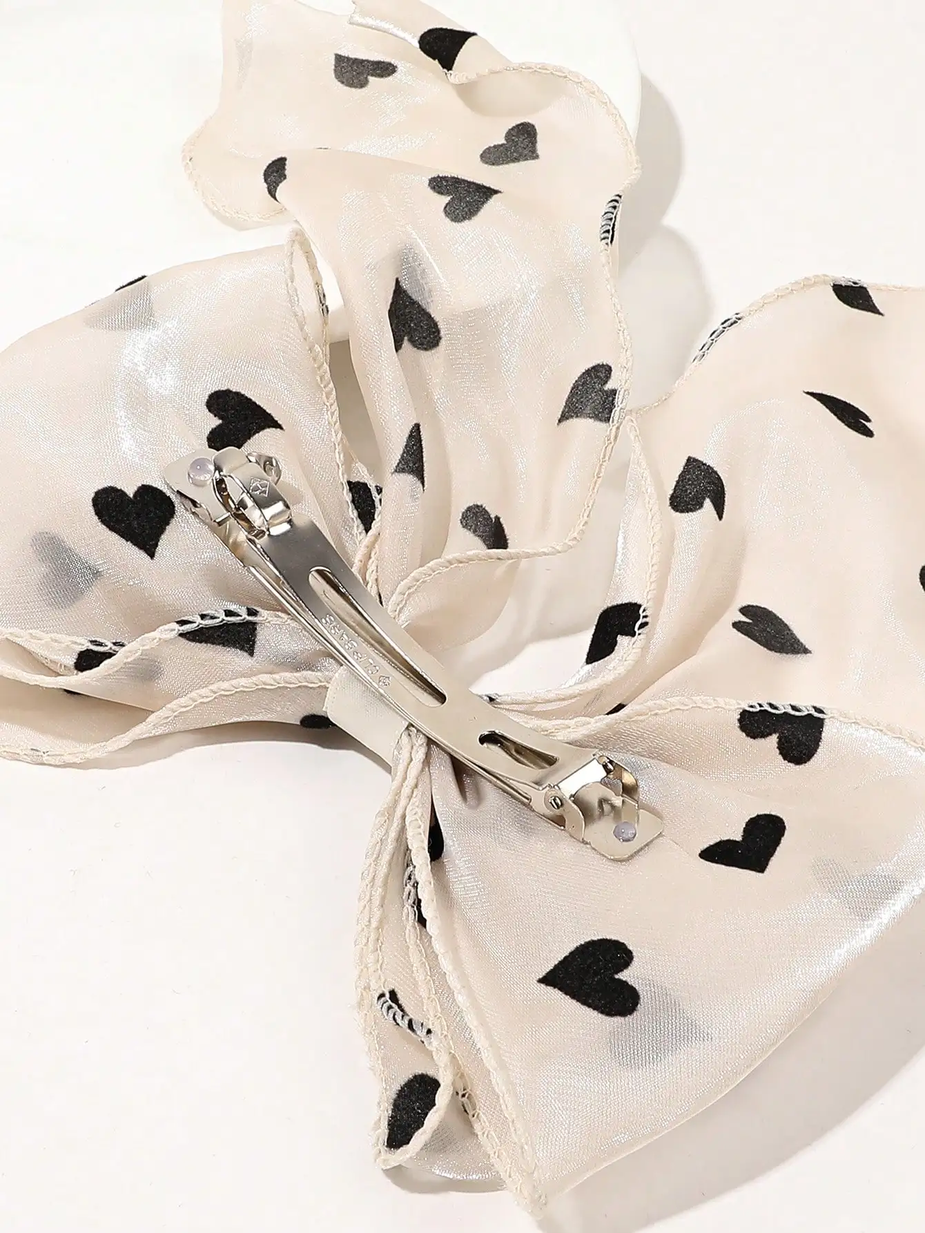 1Pcs Black Polka Dot Organza Bow Hair Clip Women's Fluffy Ribbon Hairgrip French Headdress Sweet Cute Hair Accessories HairPins