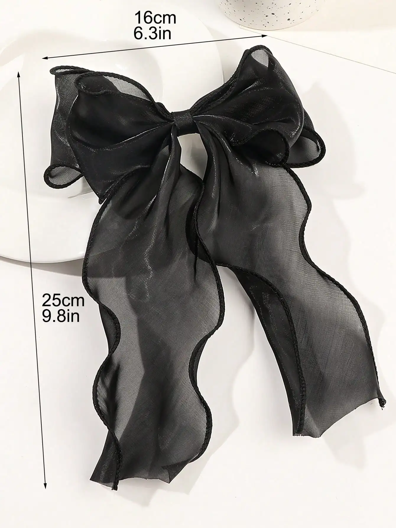 1Pcs Black Polka Dot Organza Bow Hair Clip Women's Fluffy Ribbon Hairgrip French Headdress Sweet Cute Hair Accessories HairPins