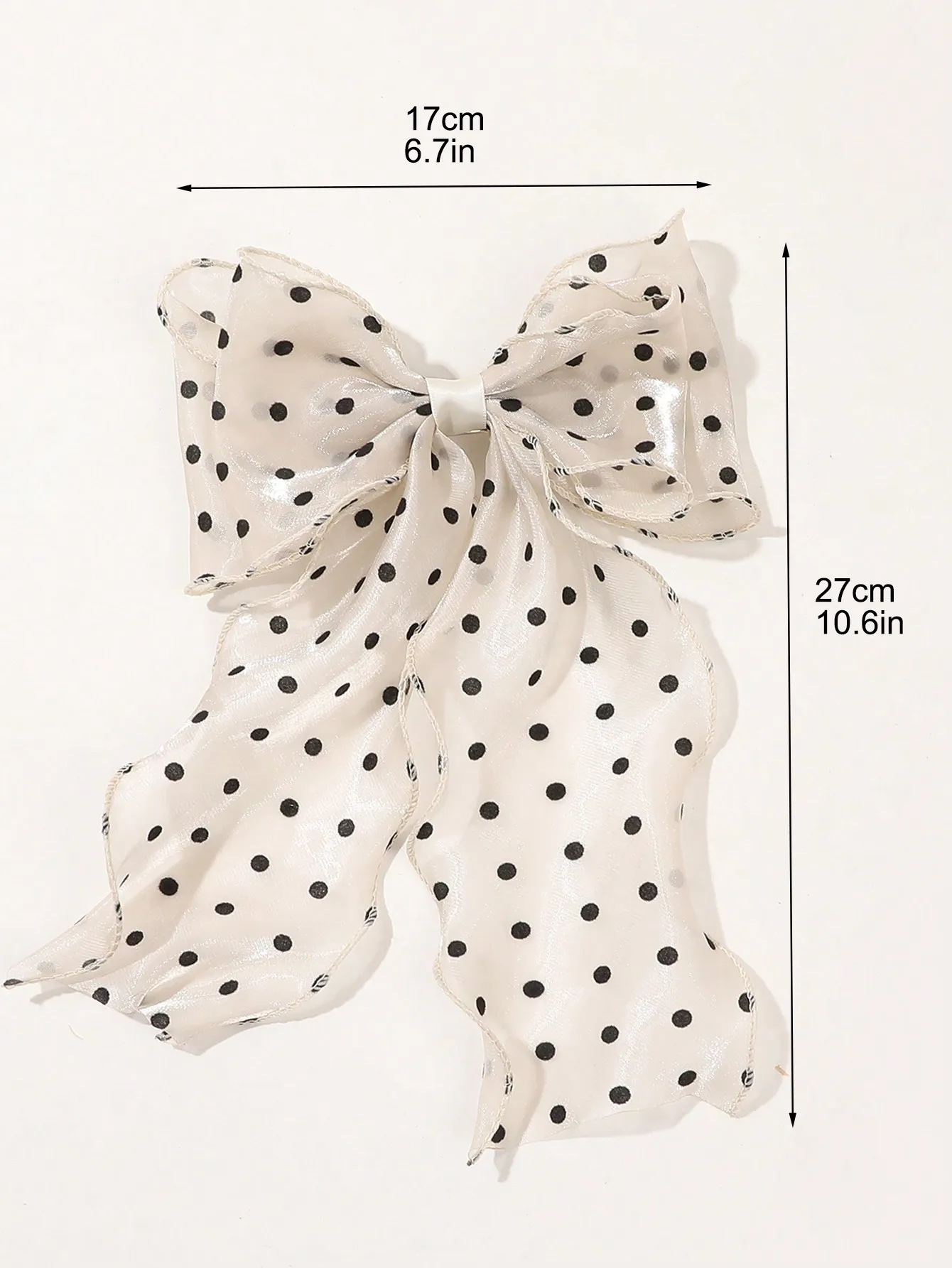 1Pcs Black Polka Dot Organza Bow Hair Clip Women's Fluffy Ribbon Hairgrip French Headdress Sweet Cute Hair Accessories HairPins