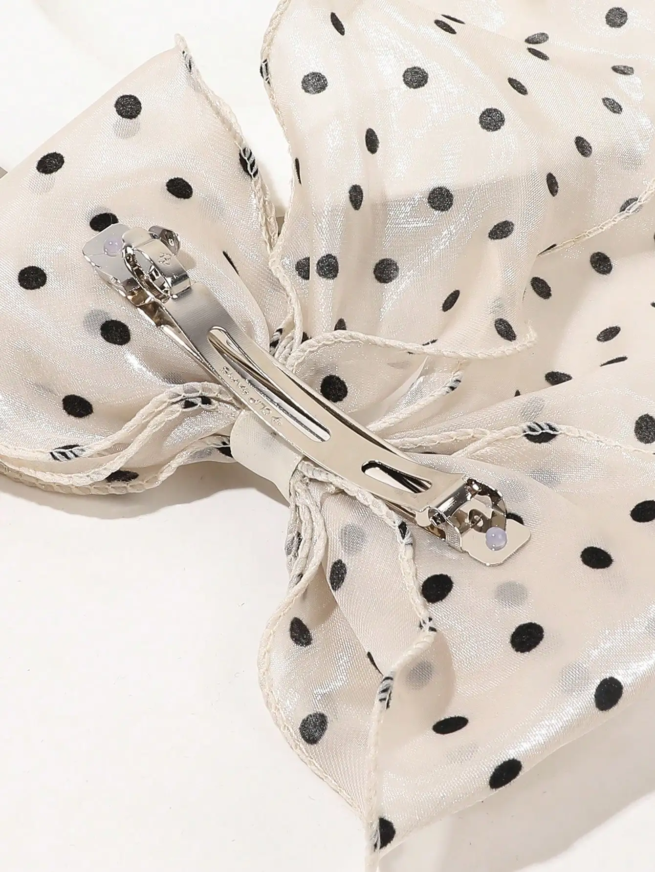 1Pcs Black Polka Dot Organza Bow Hair Clip Women's Fluffy Ribbon Hairgrip French Headdress Sweet Cute Hair Accessories HairPins