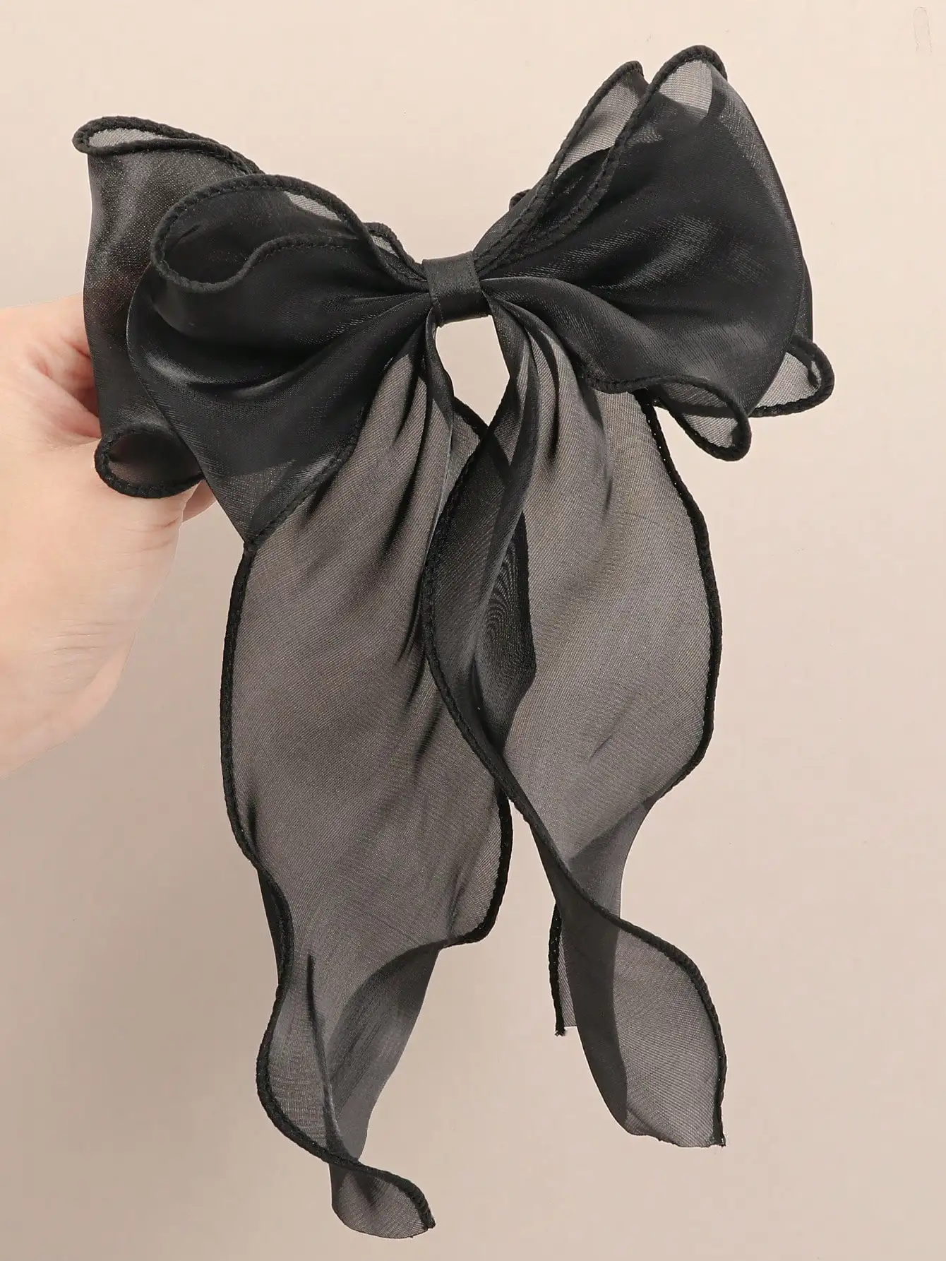 1Pcs Black Polka Dot Organza Bow Hair Clip Women's Fluffy Ribbon Hairgrip French Headdress Sweet Cute Hair Accessories HairPins