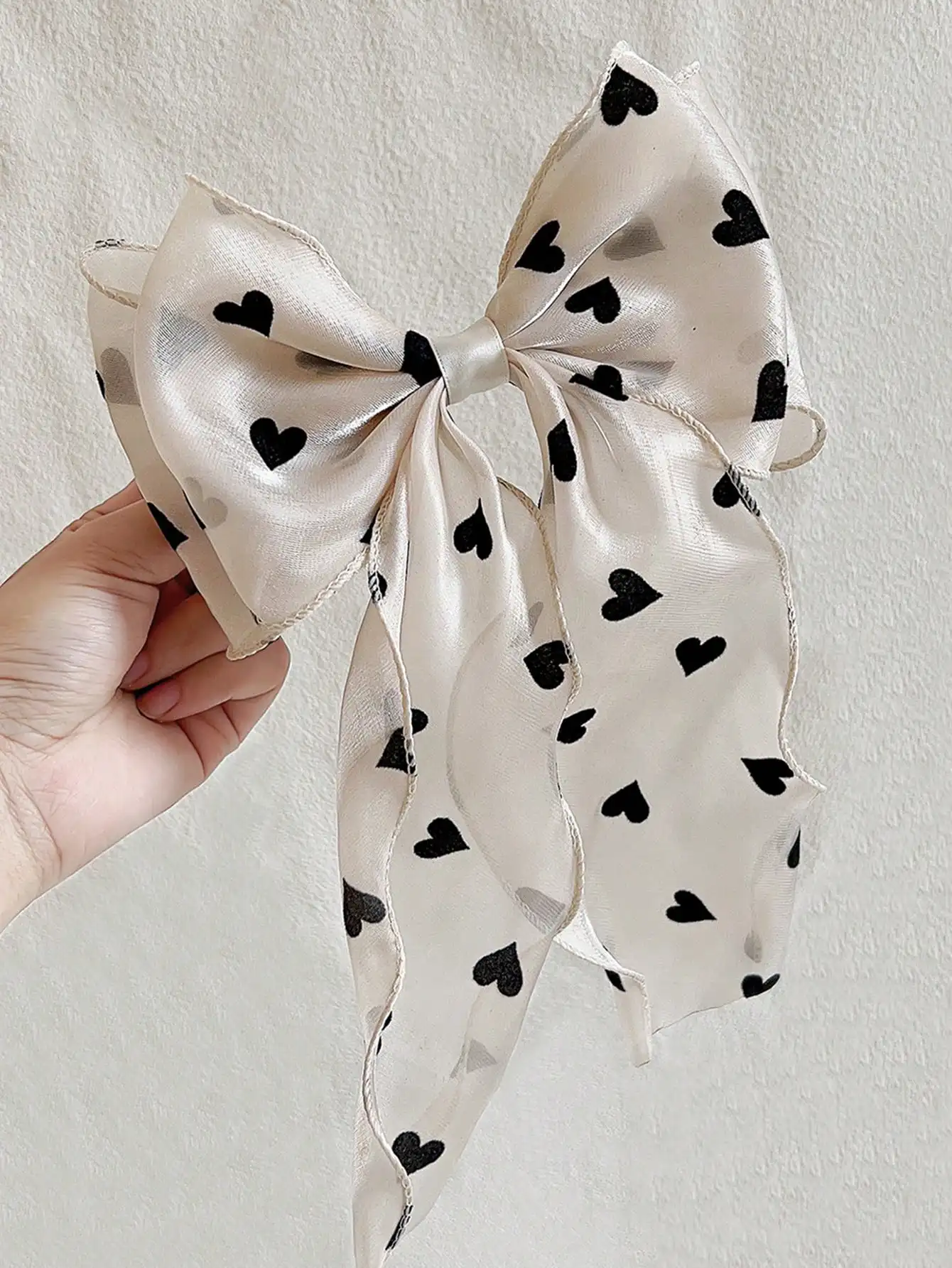 1Pcs Black Polka Dot Organza Bow Hair Clip Women's Fluffy Ribbon Hairgrip French Headdress Sweet Cute Hair Accessories HairPins