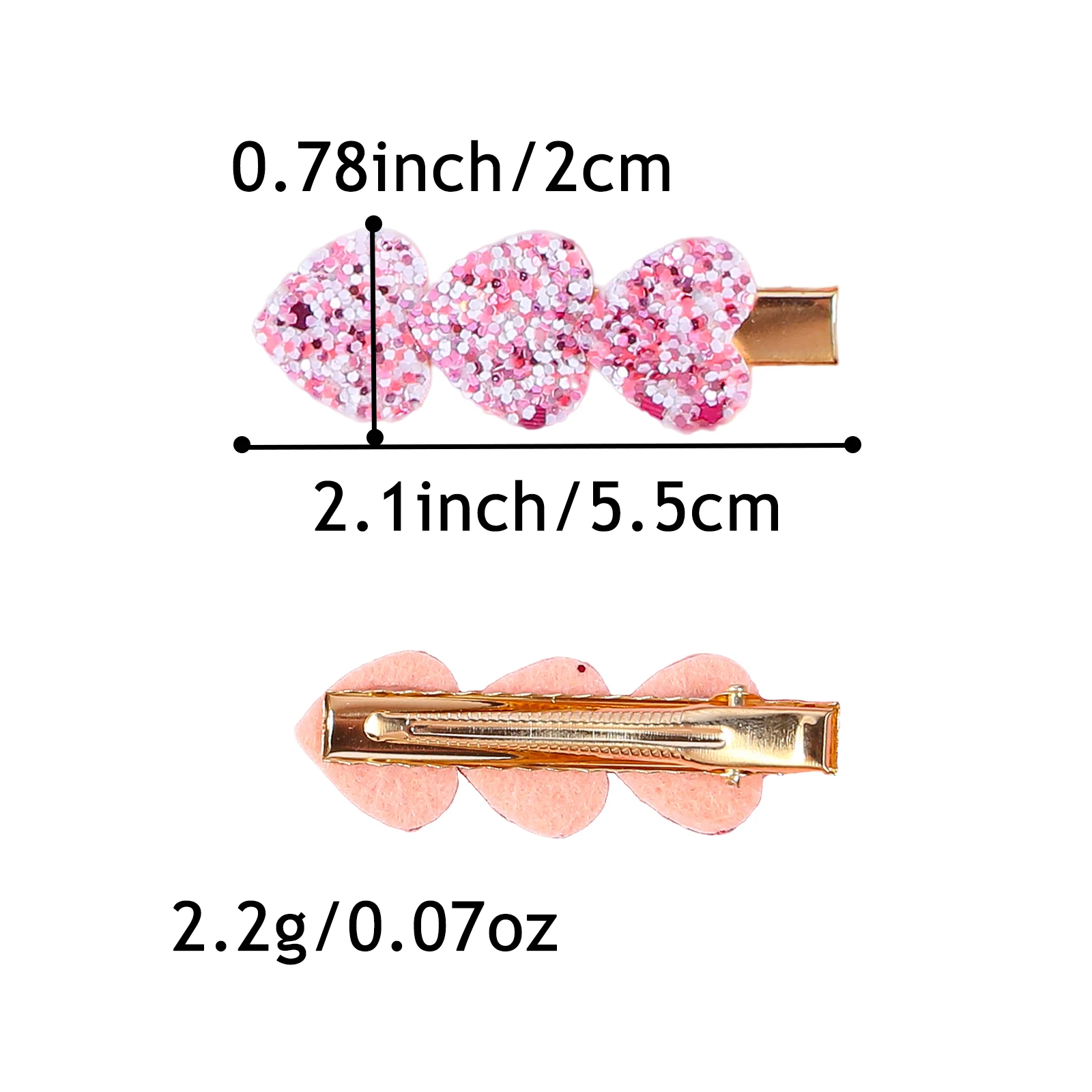 8/16pcs Glitter Heart Hair Clips Girls Women Valentine's Day Sweet Heart Barrettes Clips Hairpins for Kids Hair Accessories