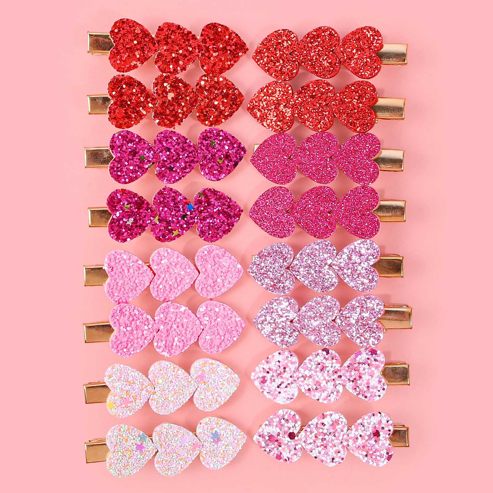 8/16pcs Glitter Heart Hair Clips Girls Women Valentine's Day Sweet Heart Barrettes Clips Hairpins for Kids Hair Accessories