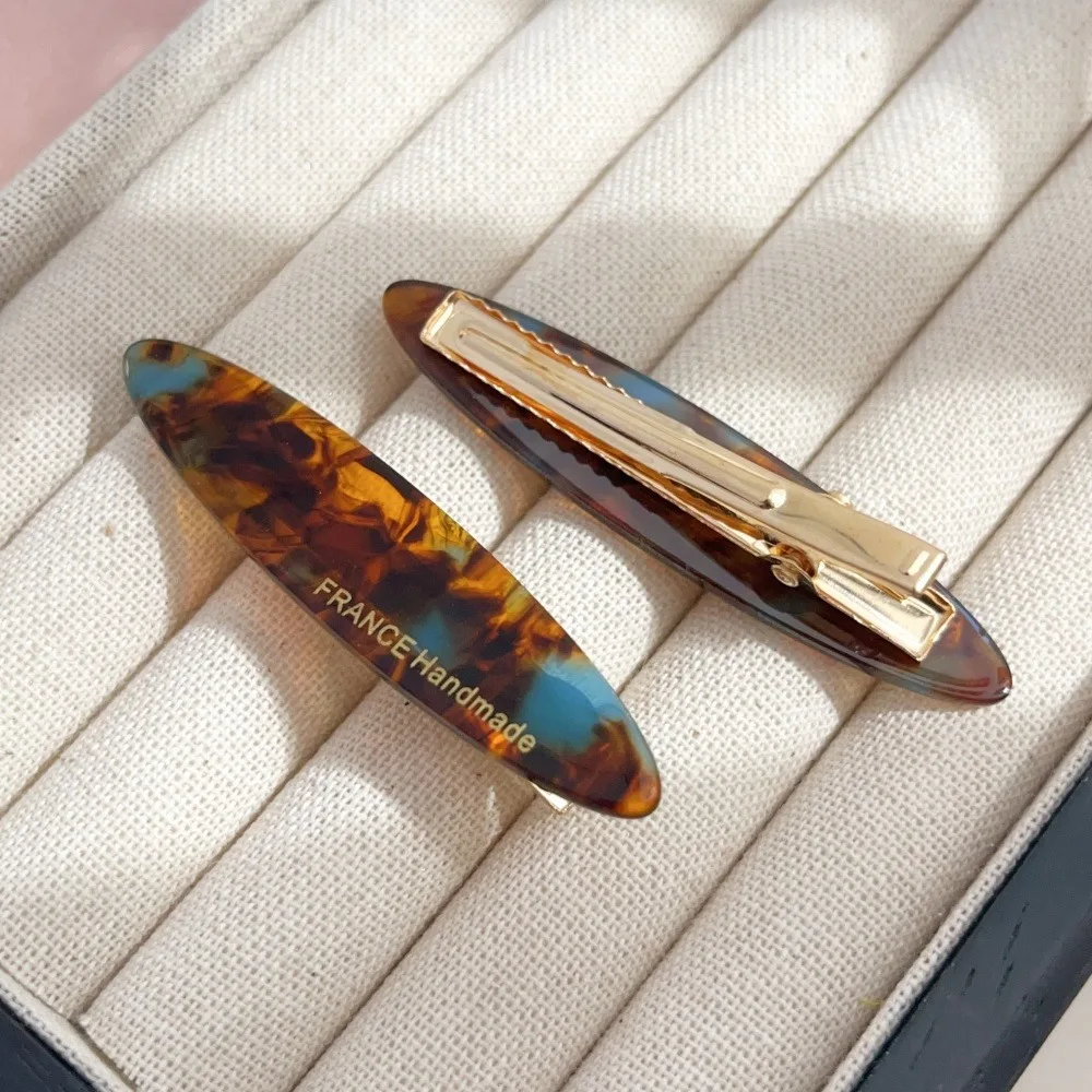 2pcs/Set Elegant Acetate Oval Hairpins Barrettes Korean Style Side Bobby Pins Bangs Hair Clip Accessories for Women And Girls