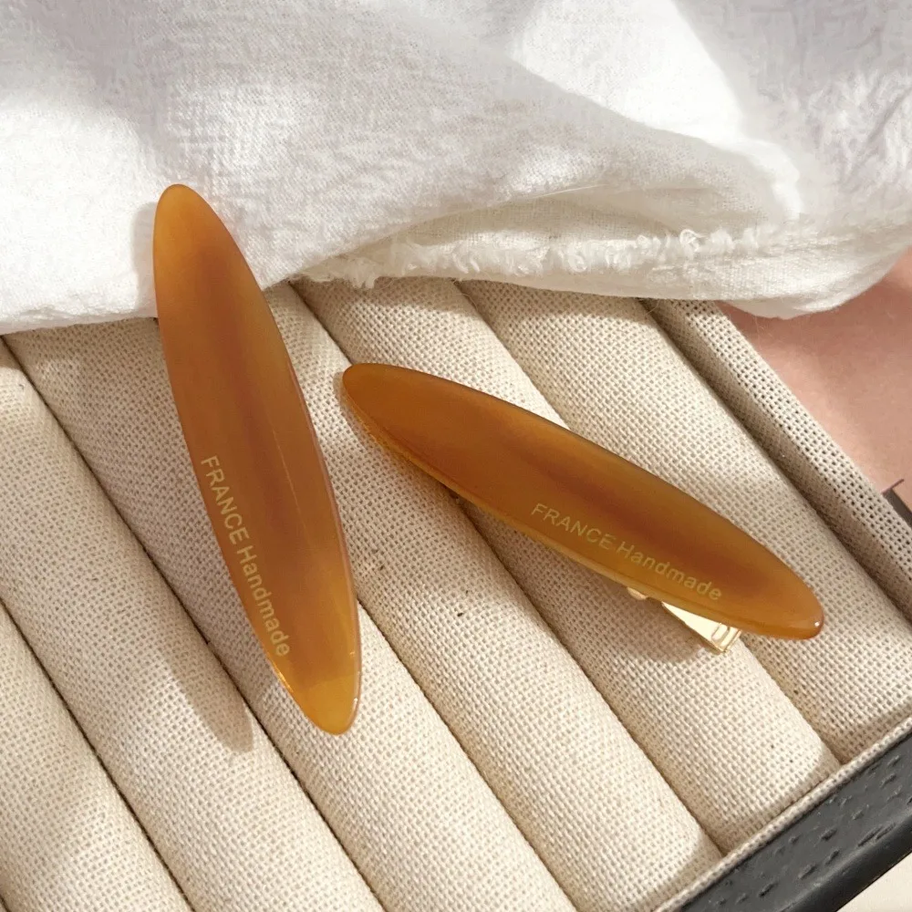2pcs/Set Elegant Acetate Oval Hairpins Barrettes Korean Style Side Bobby Pins Bangs Hair Clip Accessories for Women And Girls