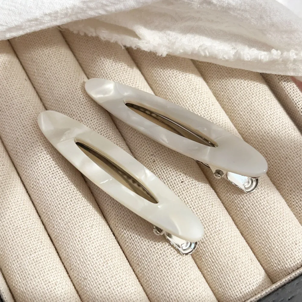 2pcs/Set Elegant Acetate Oval Hairpins Barrettes Korean Style Side Bobby Pins Bangs Hair Clip Accessories for Women And Girls