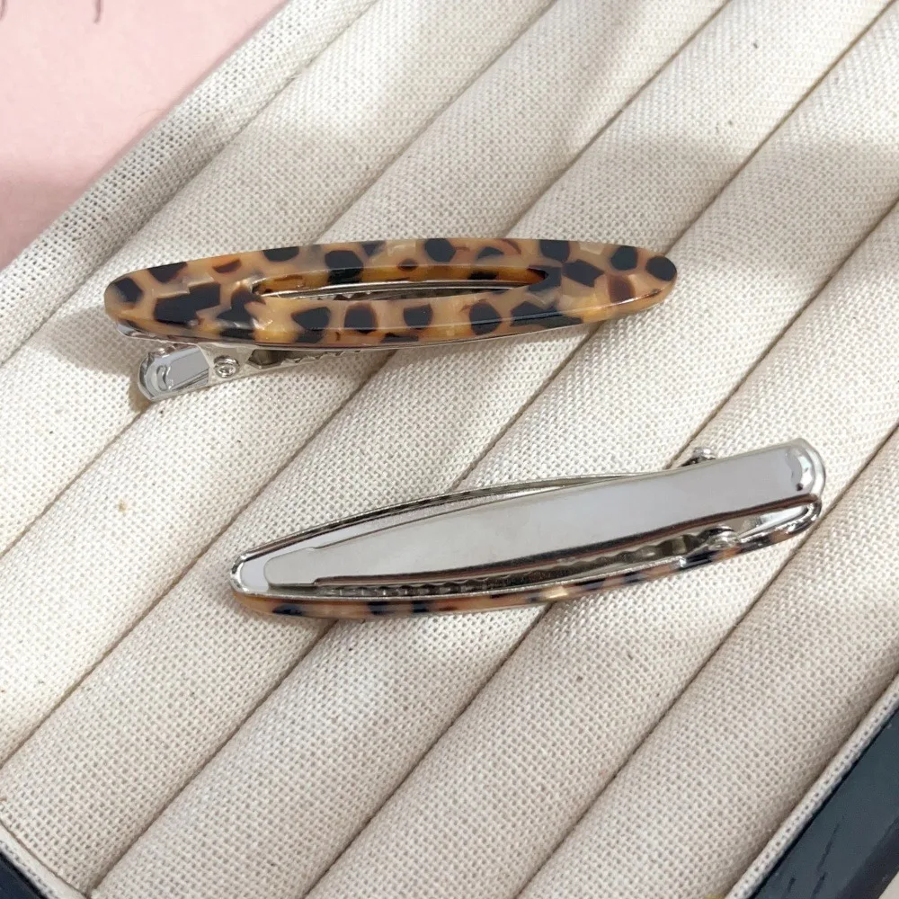 2pcs/Set Elegant Acetate Oval Hairpins Barrettes Korean Style Side Bobby Pins Bangs Hair Clip Accessories for Women And Girls