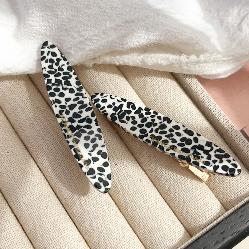 2pcs/Set Elegant Acetate Oval Hairpins Barrettes Korean Style Side Bobby Pins Bangs Hair Clip Accessories for Women And Girls