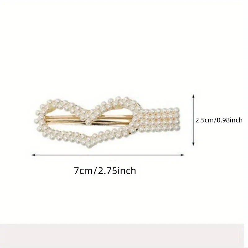 10pcs Sweet Style Pearl Hair Clip Elegant Plastic Shaped Korean Fashion Elements Solid Color Duck Billed Buckle Suitable Women