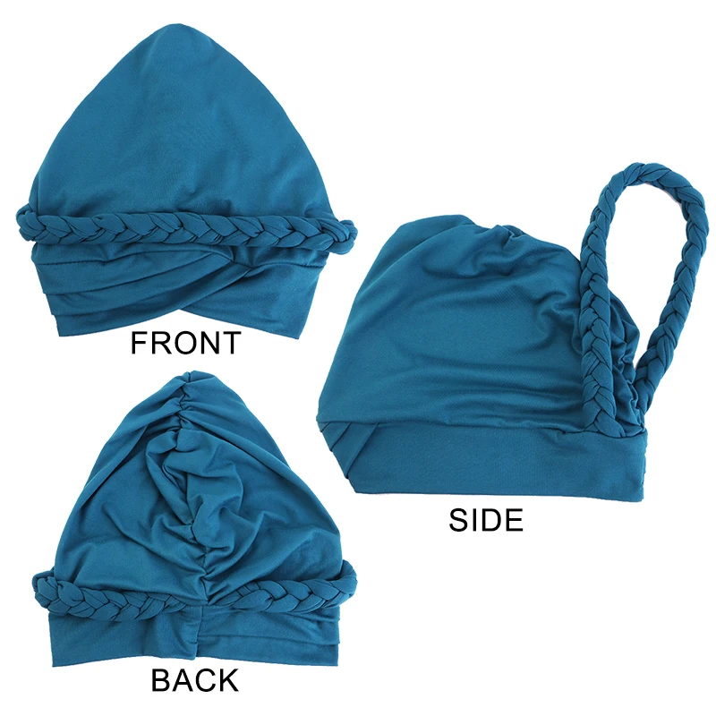 Women Muslim Braid Elastic Turban Hijab Headwrap Chemo Headscarf Hair Cover Wrap Islamic Headwear