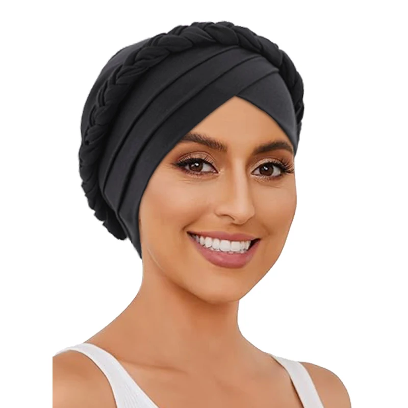 Women Muslim Braid Elastic Turban Hijab Headwrap Chemo Headscarf Hair Cover Wrap Islamic Headwear