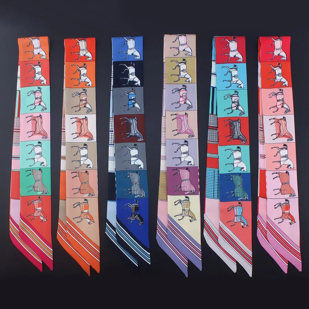 2025 New Fashion War Horse Women Silk Ribbon Scarf Handbag Handle Wrap Bag Ribbon Scarf Women Girls Head Hair Wrist Ribbon Bag
