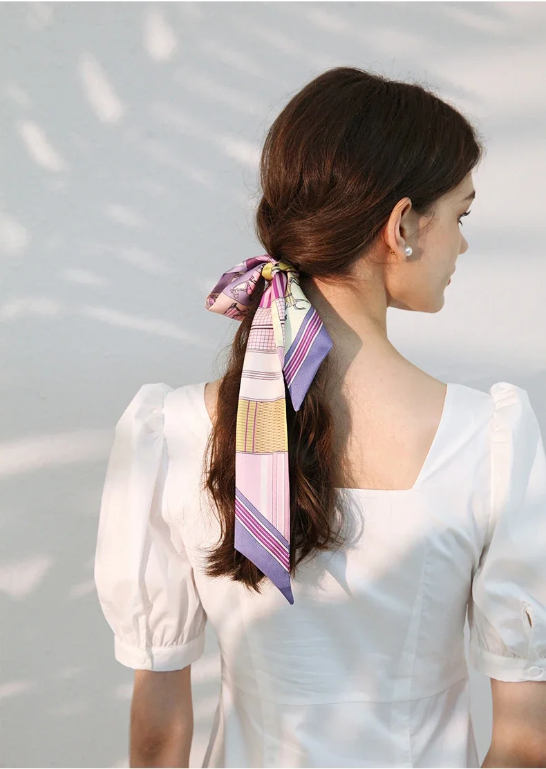 2025 New Fashion War Horse Women Silk Ribbon Scarf Handbag Handle Wrap Bag Ribbon Scarf Women Girls Head Hair Wrist Ribbon Bag