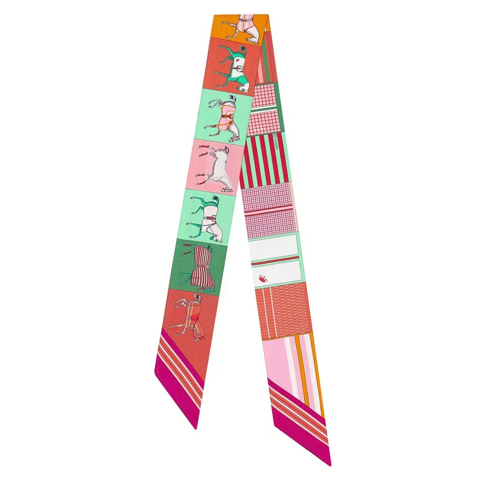 2025 New Fashion War Horse Women Silk Ribbon Scarf Handbag Handle Wrap Bag Ribbon Scarf Women Girls Head Hair Wrist Ribbon Bag
