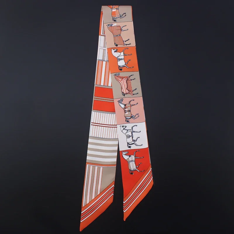 2025 New Fashion War Horse Women Silk Ribbon Scarf Handbag Handle Wrap Bag Ribbon Scarf Women Girls Head Hair Wrist Ribbon Bag