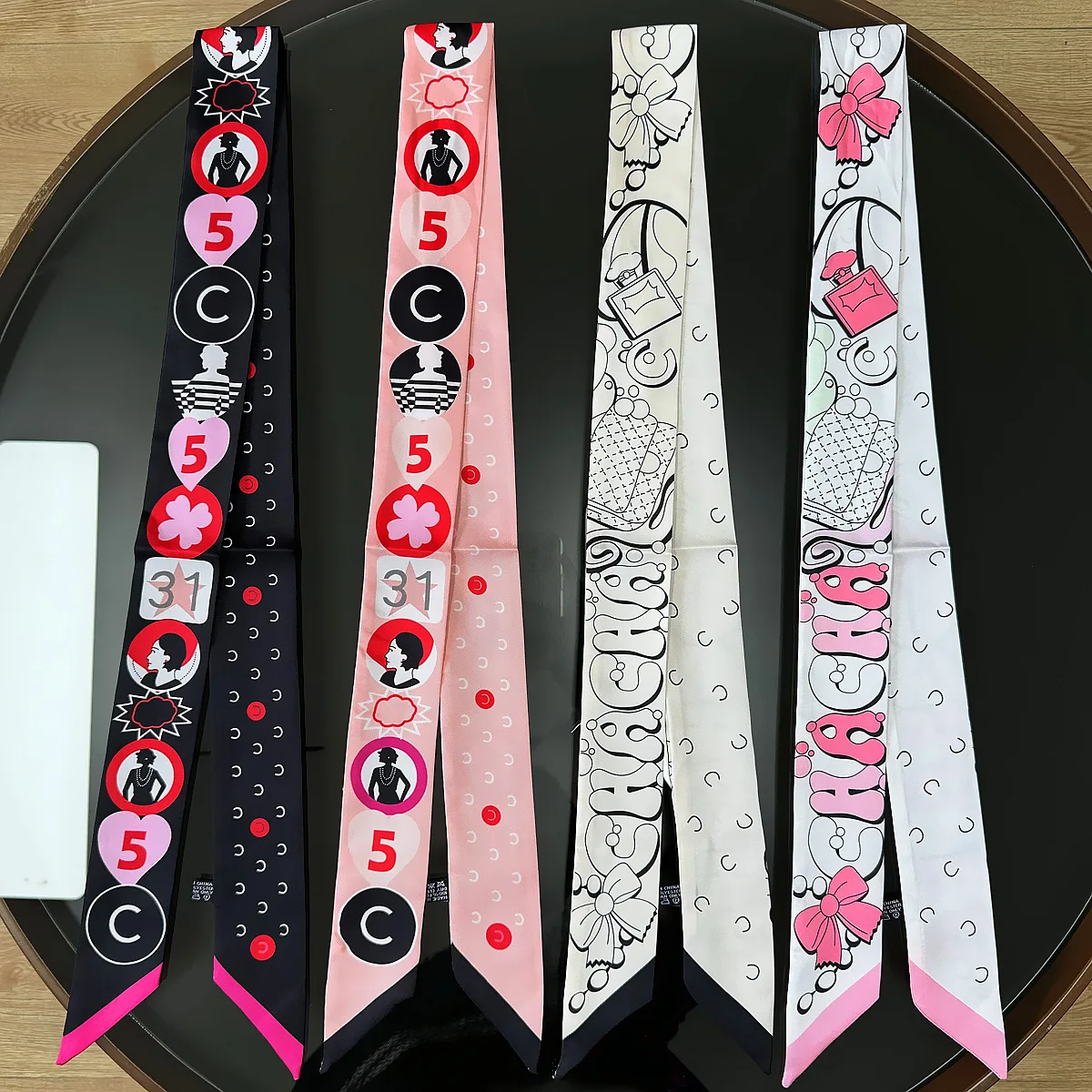 Women's Classic Silk Scarf 118*5cm Twill Material Narrow Neck Wrap Striped Pattern Comfortable For Travel Office