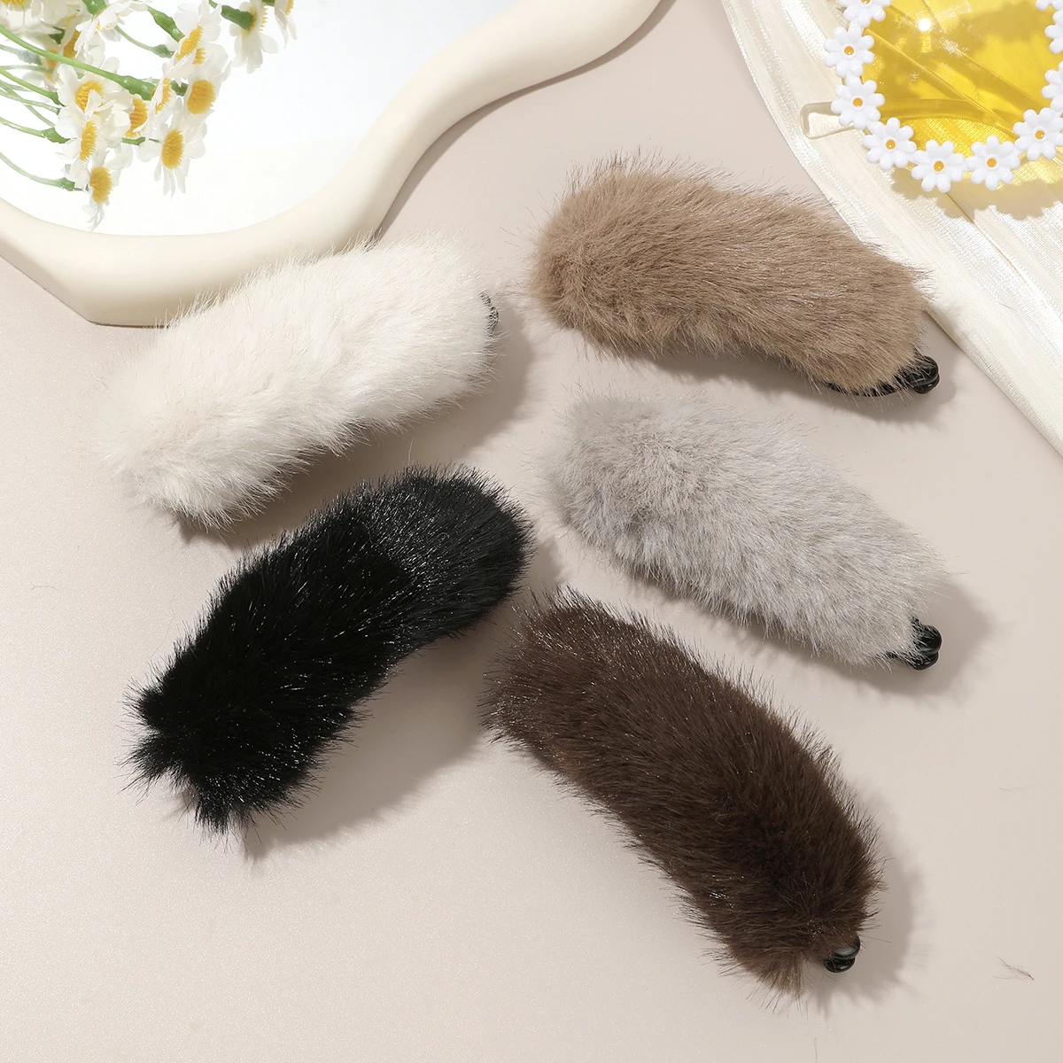 AWAYTR Simulated Plush Twist Hair Clips Acrylic Hairpin Korean Style Vintage Hairgrip for Women Elegant Hair Accessories