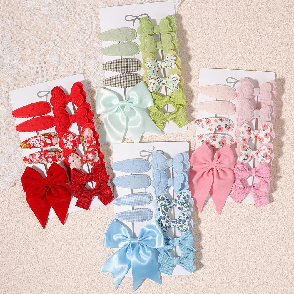 10/11Pcs 2Styles Girls Butterfly Hair Clips BB Clips Handmade Barrettes Kids Newyear Atmosphere Gifts Hair Accessories for Baby