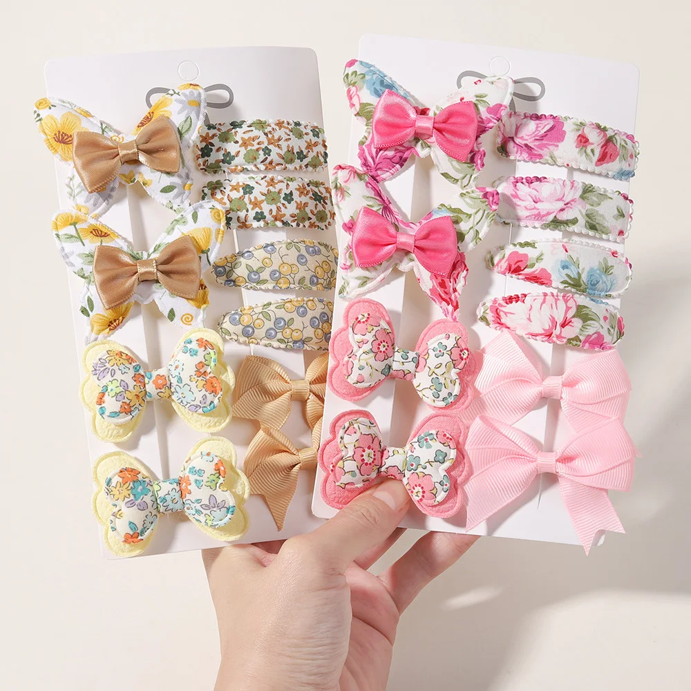 10/11Pcs 2Styles Girls Butterfly Hair Clips BB Clips Handmade Barrettes Kids Newyear Atmosphere Gifts Hair Accessories for Baby