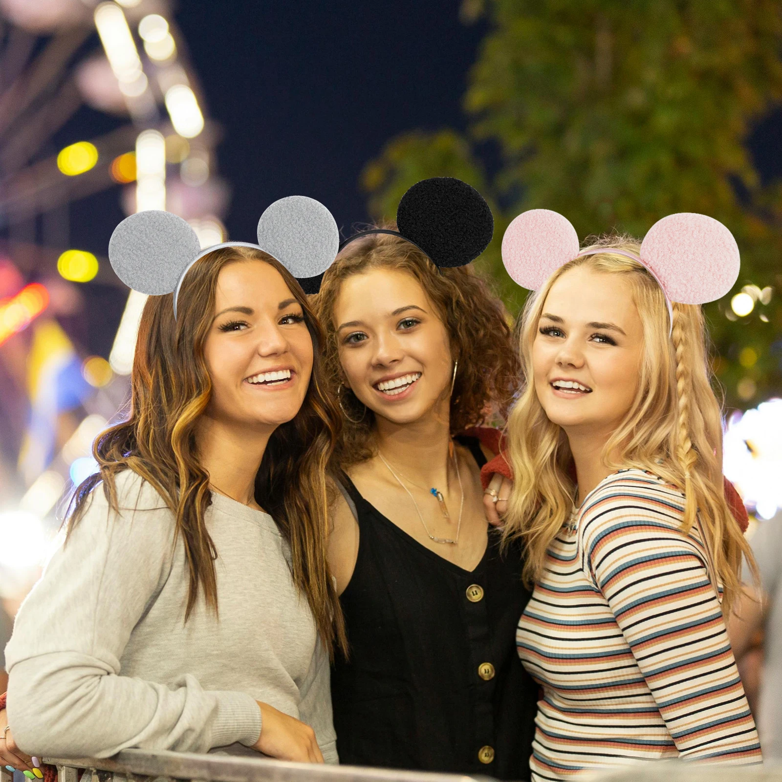 1pc Fashion Woolen Hairband Simple Solid Color Mickey Mouse Ear Headband Daily Party Theme Park Wear Women Hair Accessory