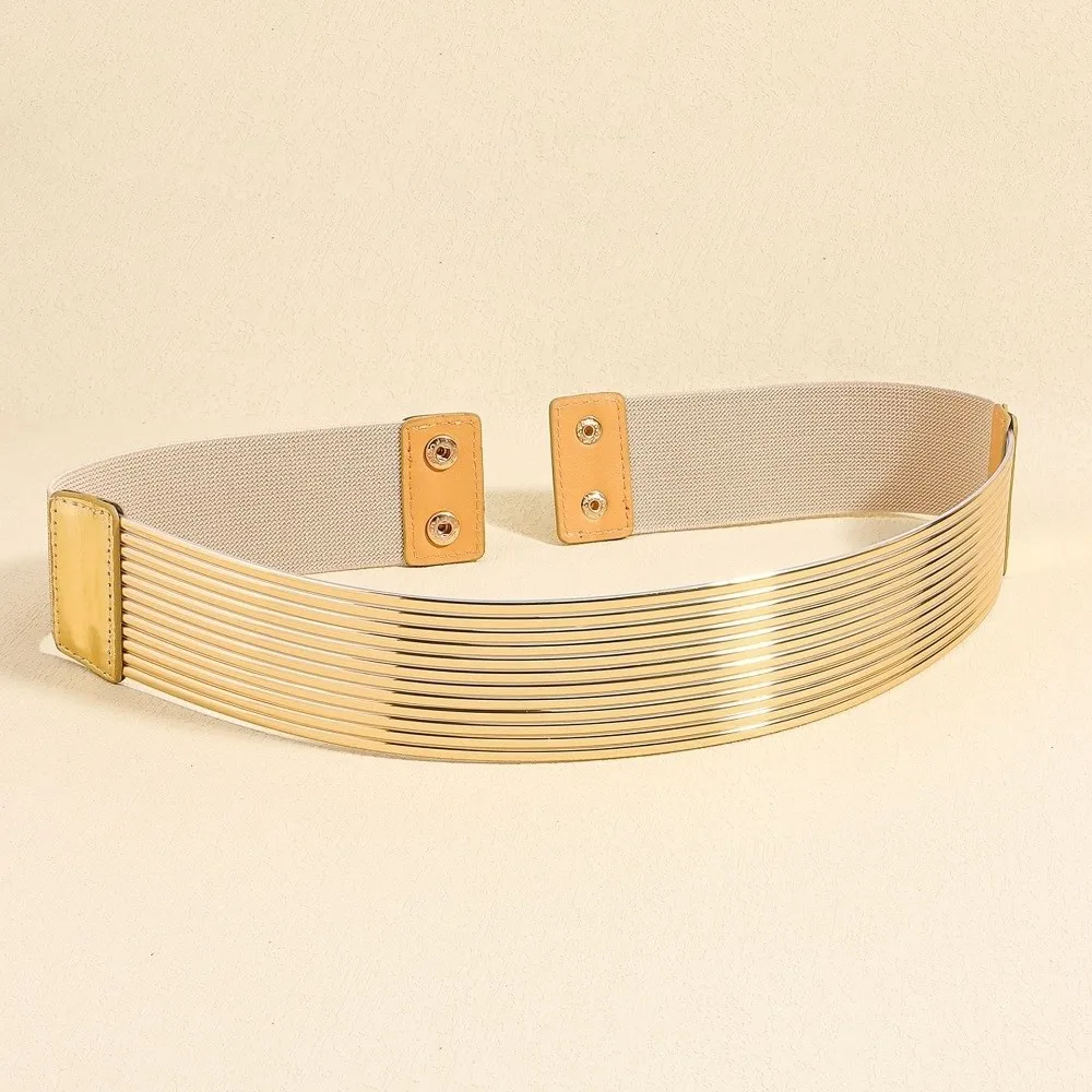 Fashion Gold Women Waist Belt Bright Long Waist Corset Belts Silver Thin Elastic Cummerbunds Party