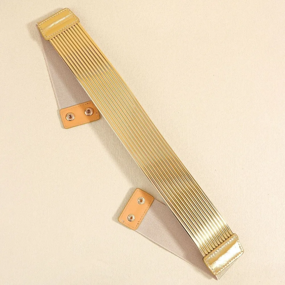 Fashion Gold Women Waist Belt Bright Long Waist Corset Belts Silver Thin Elastic Cummerbunds Party