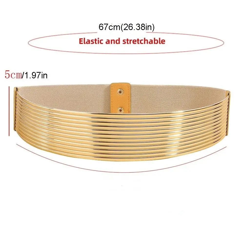 Fashion Gold Women Waist Belt Bright Long Waist Corset Belts Silver Thin Elastic Cummerbunds Party