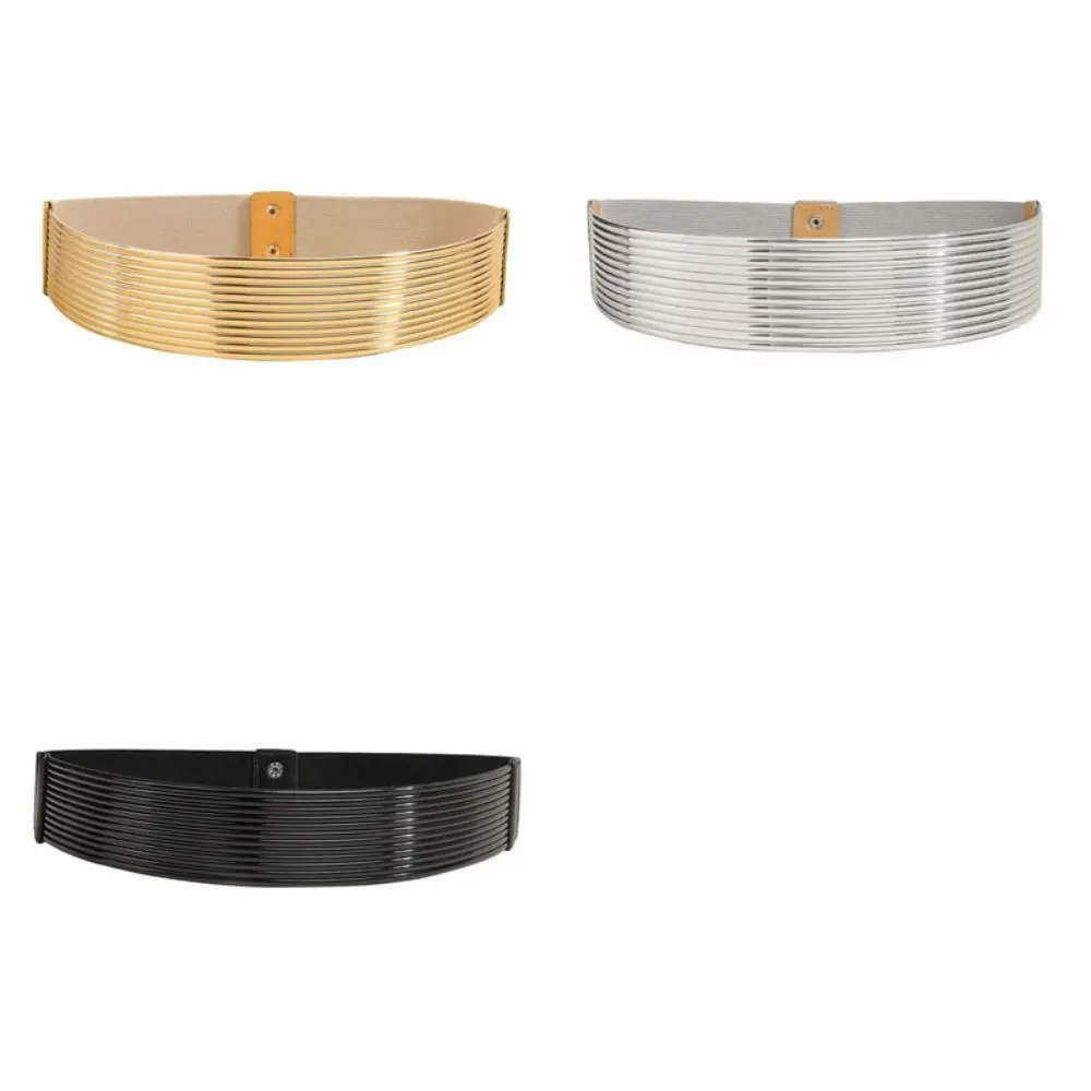 Fashion Gold Women Waist Belt Bright Long Waist Corset Belts Silver Thin Elastic Cummerbunds Party
