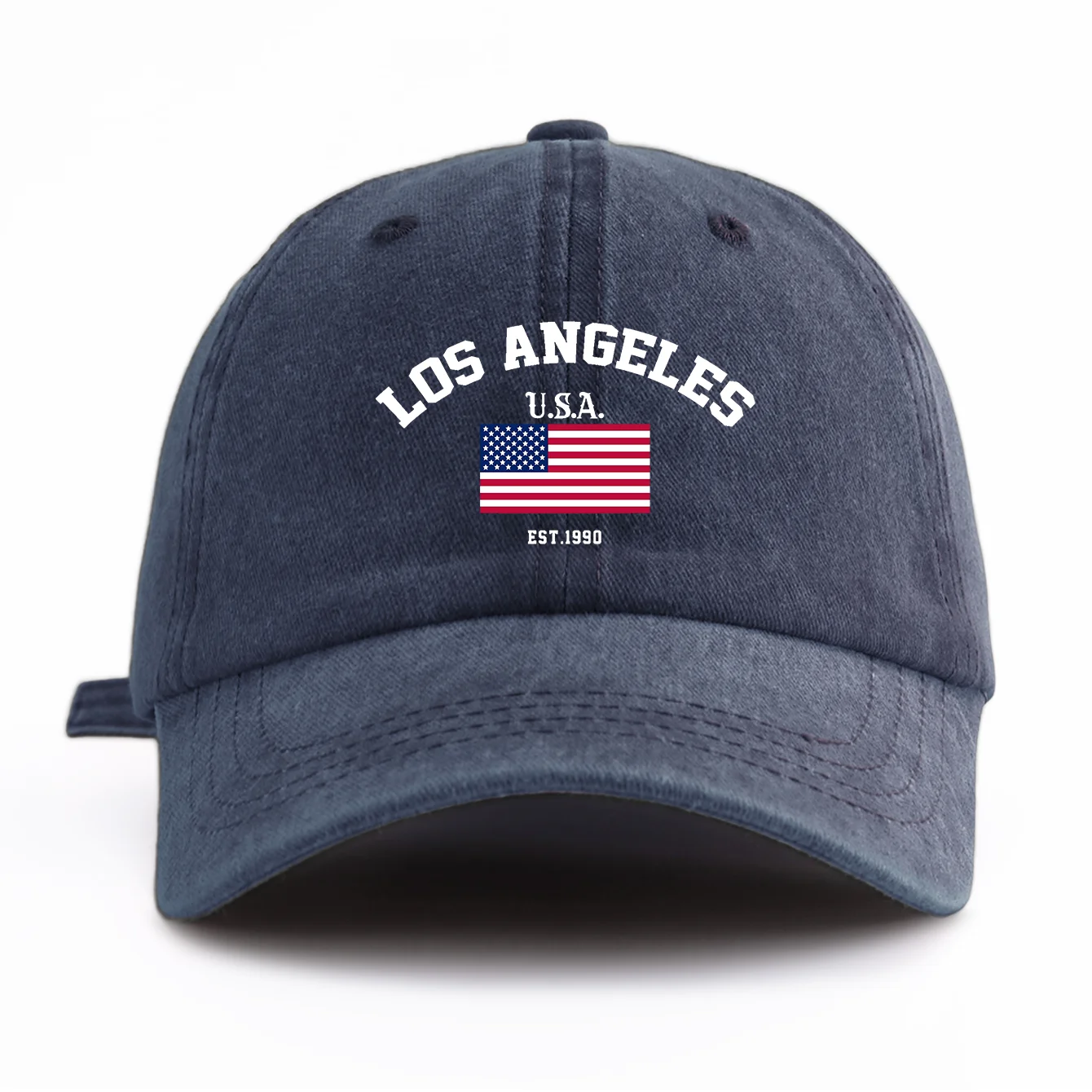 1pc LOS ANGELES Print Washed Baseball Cap for Adults,Minimalist Retro Style Casual Soft Adjustable Dad Hat,Perfect As Gift