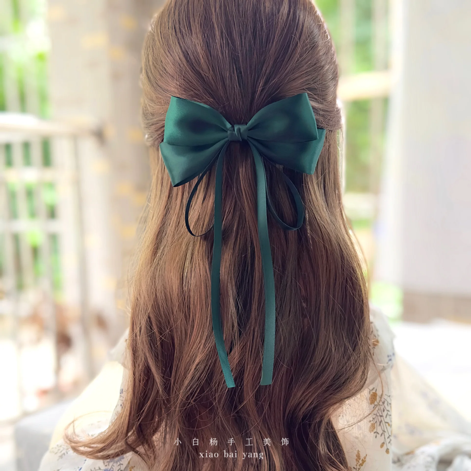 Vintage Beige Hair Bow Clip Trend Long Ribbon Hairpins Barrettes Headwear For Women Girls Accessories Wedding Jewelry Hair Ties