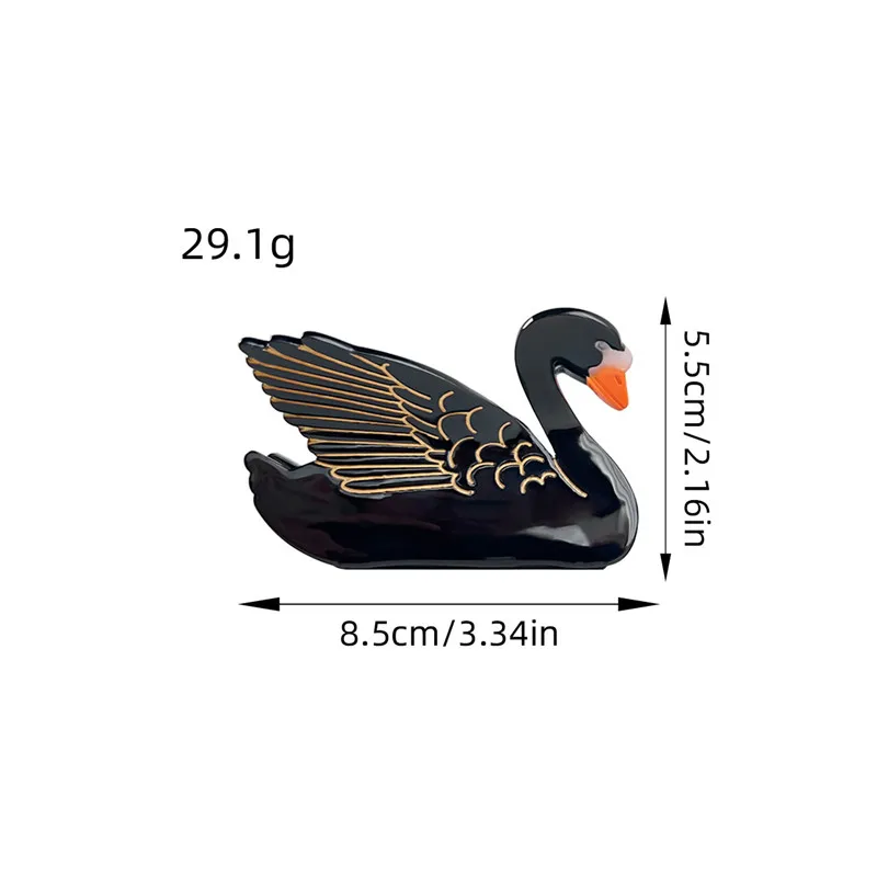 Muweordy Black White Swan Acetate Claw Clip Shark Hair Claws Creative Animal Hair Clip For Women Girls Fashion Hair Accessories