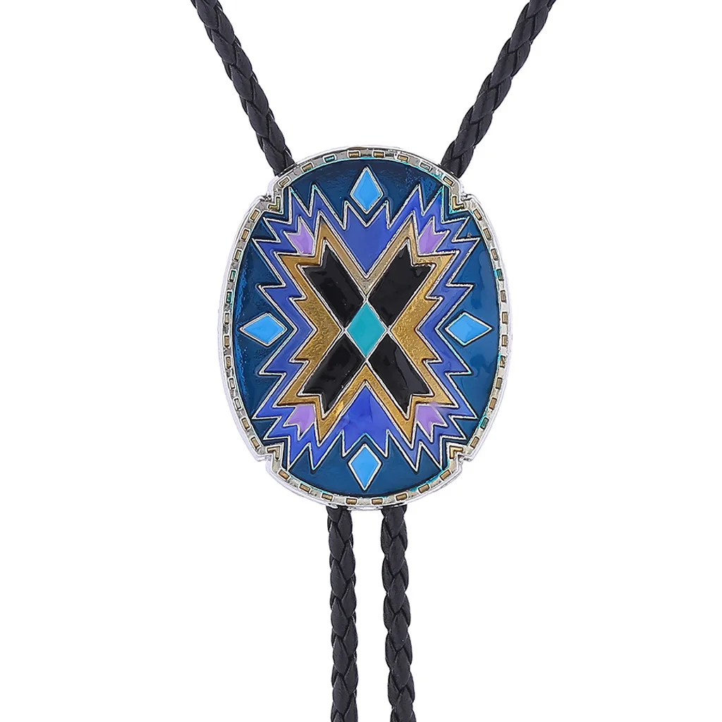 American Western Totem Bolo Tie Collar Rope Shirt Accessory Authentic Native American Style Men's Fashion Jewelry
