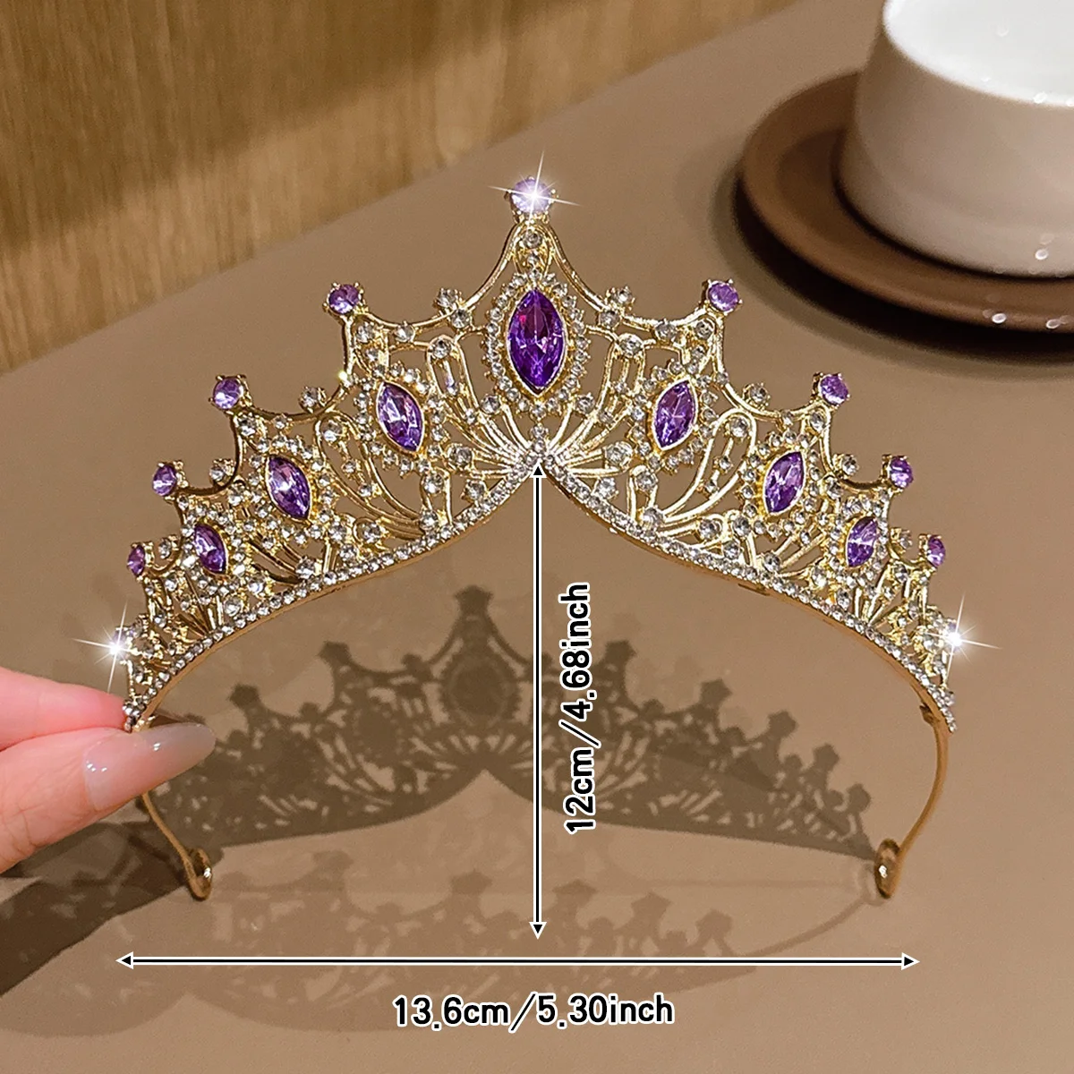 1 simple and versatile fashionable high-end golden purple crown suitable for daily hair accessories