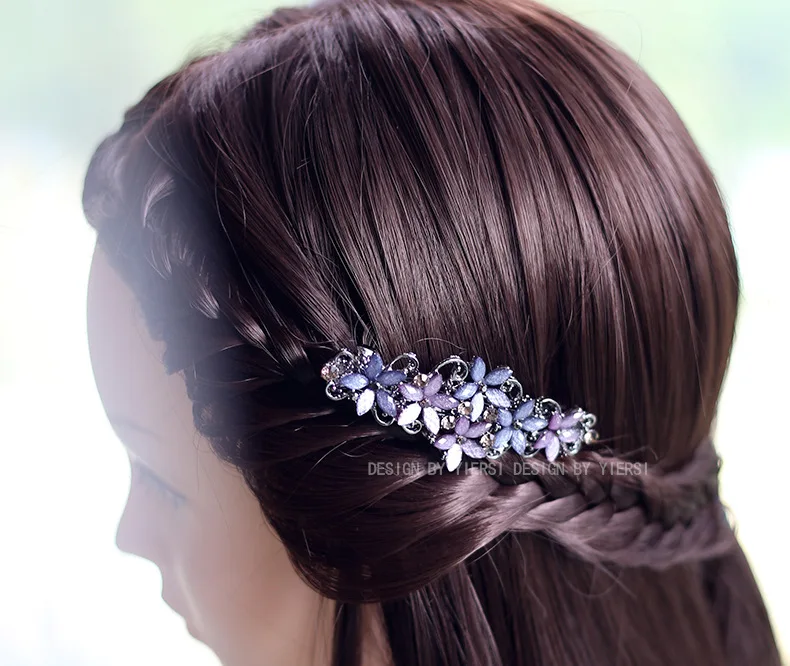 Elegant Floral Hair Clip Alloy Spring Clasp with Rhinestones Minimalist Ponytail Holder for Back Head Women Hairpin