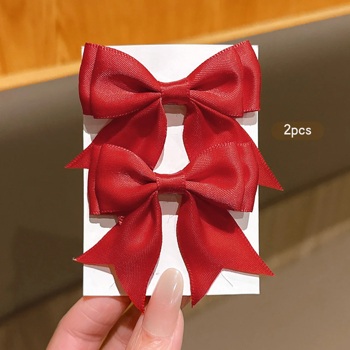 2 sweet and versatile temperament simple red bow hair clips suitable for daily hair accessories