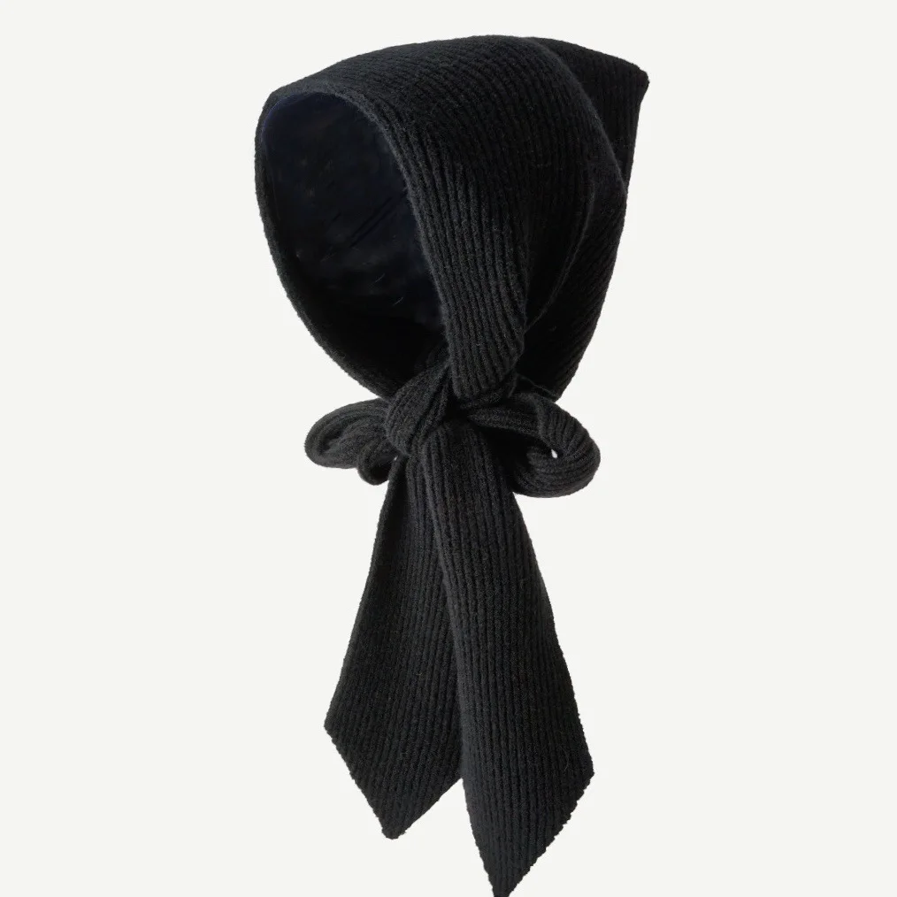 Fashion Design Decorate Casual Hat Scarf Women Autumn Winter Korean Version Shawl Beanie Warm Striped Wool Knitted Female