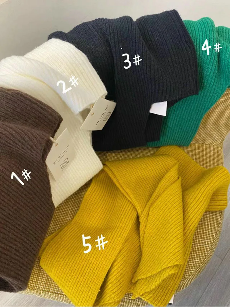 Fashion Design Decorate Casual Hat Scarf Women Autumn Winter Korean Version Shawl Beanie Warm Striped Wool Knitted Female