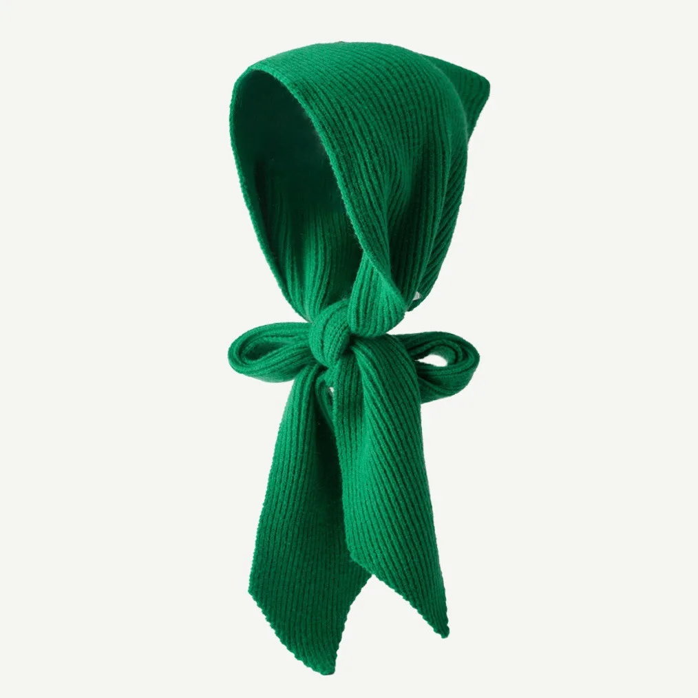 Fashion Design Decorate Casual Hat Scarf Women Autumn Winter Korean Version Shawl Beanie Warm Striped Wool Knitted Female