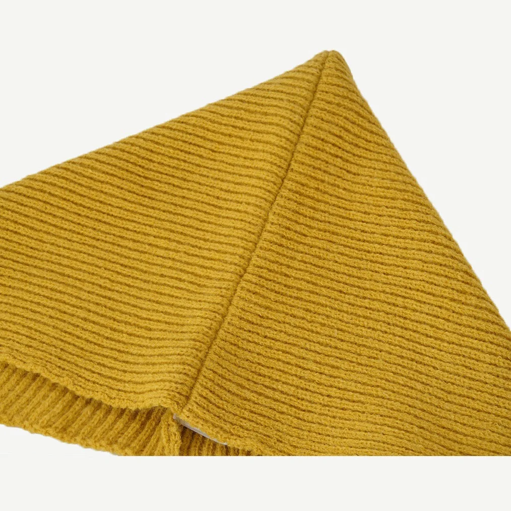 Fashion Design Decorate Casual Hat Scarf Women Autumn Winter Korean Version Shawl Beanie Warm Striped Wool Knitted Female