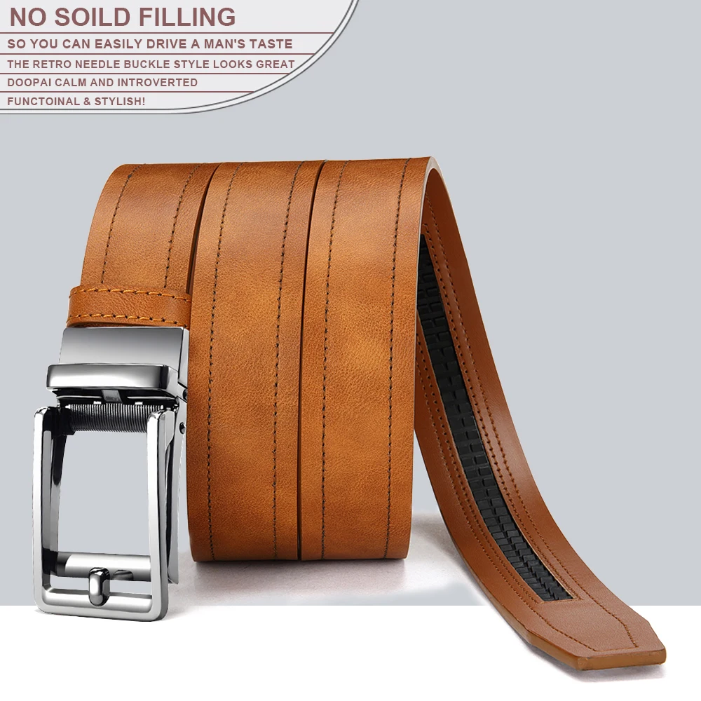Men's Fashionable Leather Belt Men's High-quality Leather Belt Business Automatic Buckle Ratchet Belt Randomly Adjustable