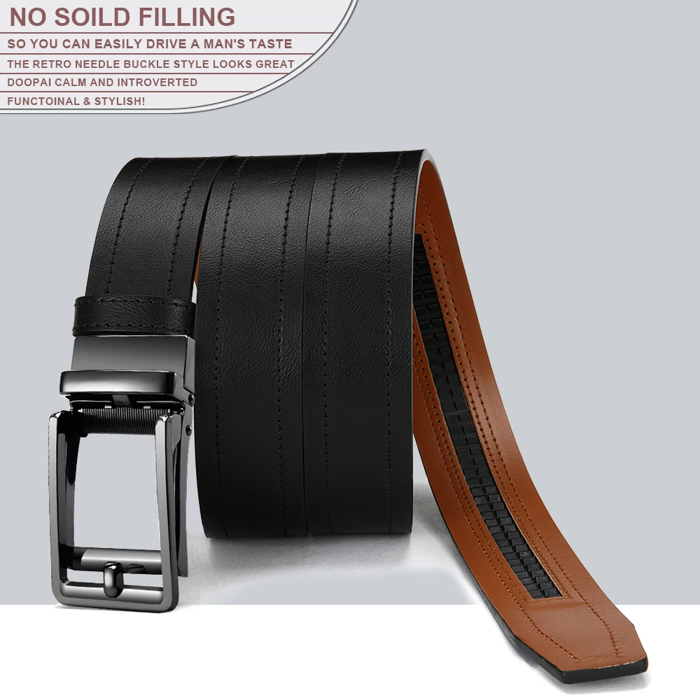 Men's Fashionable Leather Belt Men's High-quality Leather Belt Business Automatic Buckle Ratchet Belt Randomly Adjustable