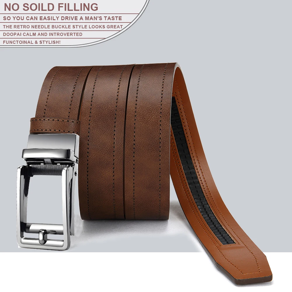 Men's Fashionable Leather Belt Men's High-quality Leather Belt Business Automatic Buckle Ratchet Belt Randomly Adjustable